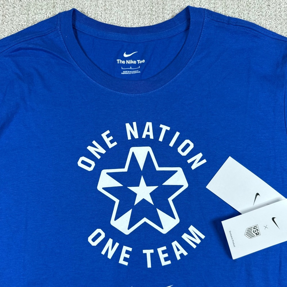 NWT Nike Mens Large Blue One Nation One Team USA Soccer Core Graphic T-Shirt